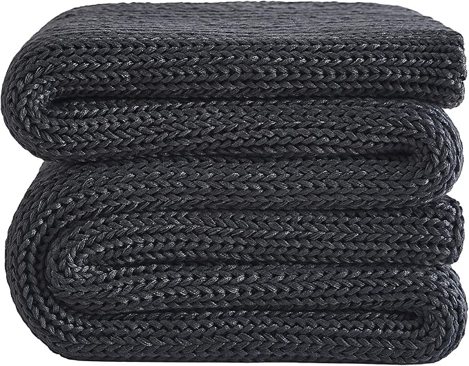 L'AGRATY Knitted Weighted Blanket - 48"x72" 20lbs Cooling Chunky Knit Heavy Blanket for Adults Braided Crochet Throw Thick Cable Yarn Knit Decorative No Beads Evenly Weighted Machine Washable
