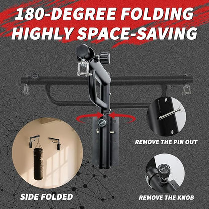 Heavy Bag Hanger Wall Mount Punching Boxing Bag Bracket -Round Tube,Heavy Duty Adjustable Length & Height for Boxing, Taekwondo, Muay Thai Bags,for Home Gym Installation