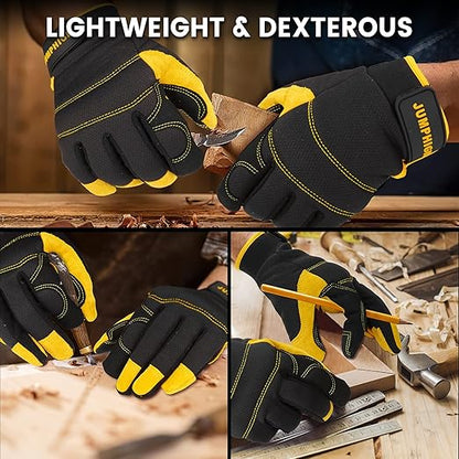 JUMPHIGH Utility Work Gloves Women, UltraLight Safety Work Gloves, MultiFunctional Mechanic Construction DIY Working Gloves, Touchscreen, Flex Grip, Machine Washable