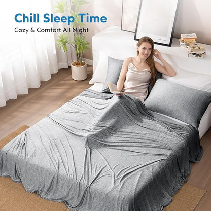 HOMFINE Cooling Blankets for Hot Sleepers - Summer Blanket Thin Lightweight Breathable Soft Double Side Enhanced Cooling for Bed Couch Sofa, Keep Cool for Night Sweats (Black, 60 x 80 inches)