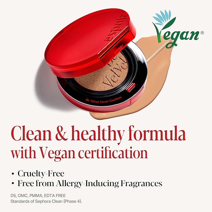 espoir [NEW] Be Velvet Cushion Foundation | Quick and Easy Coverage with Long-lasting Color by Zero Oxidation (#13 Porcelain, 0.46 Ounce (Pack of 1))