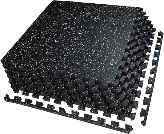 0.56in Thick 24 Sq Ft Exercise Equipment Mats 6 Tiles 24 x 24in