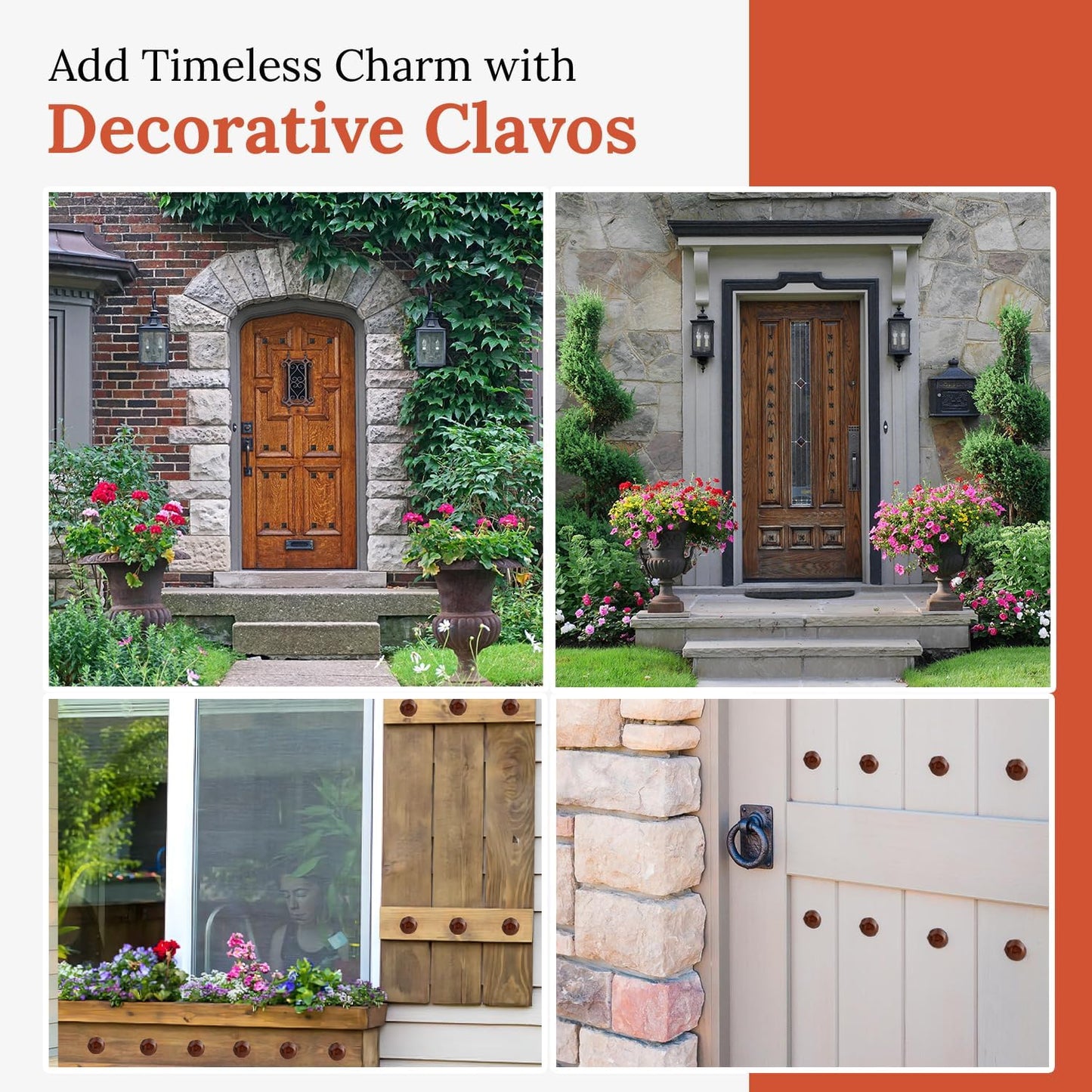 10 Pack 1" Small Round Head Iron Clavos Decorative Nails – Sealed Rusted – Handmade Rustic Round Fasteners for Farmhouse Shutter, Faux Wood, Barn Door, Shutters, and Gates – Ornamental Wood Accent