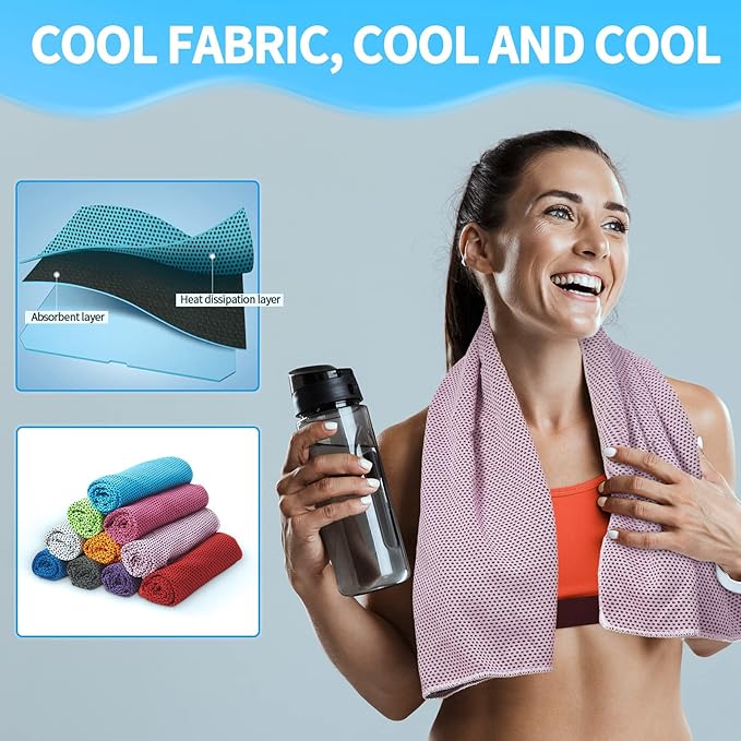 Honoson Cooling Towel Bulk - Neck & Face Cool Chilly Towels Microfiber Breathable Sport Sweat Rag for Gym, Yoga, Travel, Camping, Running, Outdoor