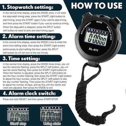 Kanayu 28 Pcs Multi Function Digital Stopwatch Timer Bulk Sports Stopwatch with Lanyard Date Time Alarm Timer for Coach Swimming Running Sports Train