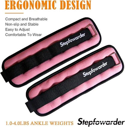 1-4 Lbs Ankle Weights Pair Set with Adjustable