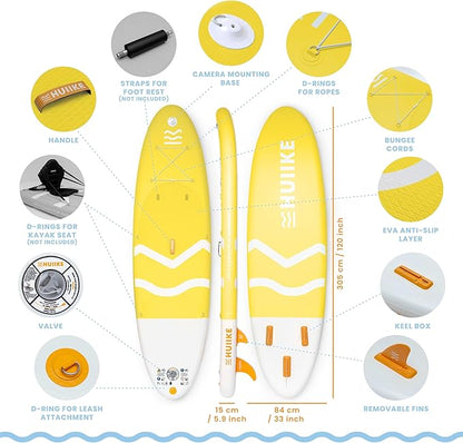 Inflatable Paddle Board for Adults with Accessories Included, Oar, Fins, Pump. Stand Up Paddleboard Great Stability and Resistance. 10’ x 33" x 5.9", Maximum Load 286 lb