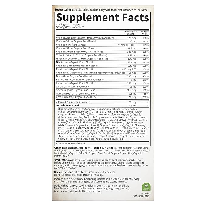 Garden of Life Organics Whole Food Multivitamin for Men, 120 Tablets, Vegan Mens Vitamins and Minerals for Health and Well-Being, Certified Organic Vegan Multi