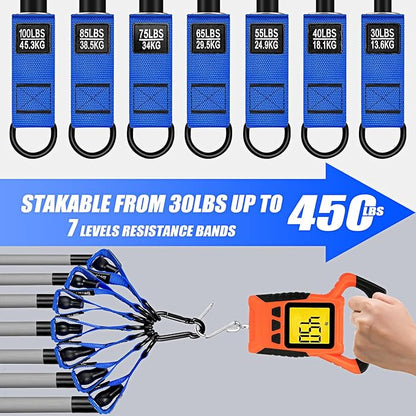 Heavy Resistance Bands for Working Out, 350lbs/450lbs Exercise Bands with Handles, Workout Bands Set for Men, Fitness Weight Bands for Muscle Strength Training, Stretching, Slim, Home Gym Equipment