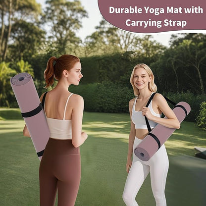 HAHE Non Slip Yoga Mat Wide, (72"L X 32"W, 0.24" Thick) Large Fitness Exercise Mat with Carrying Strap, Eco-Friendly POE Yoga Mats for Home, Gym, Pilates, Stretching