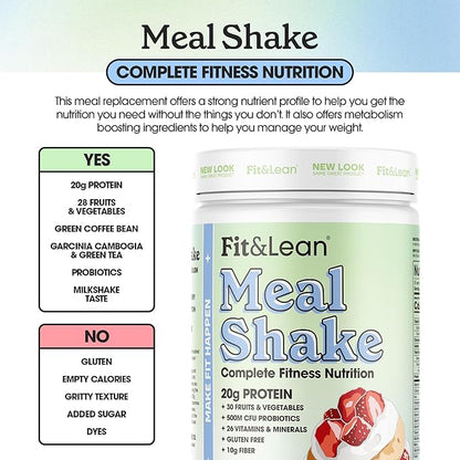 Fit & Lean Meal Shake, Fat Burning Meal Replacement, Protein, Fiber, Probiotics, Strawberry Shortcake, 0.8 lbs (365 g),10 Servings Per Container