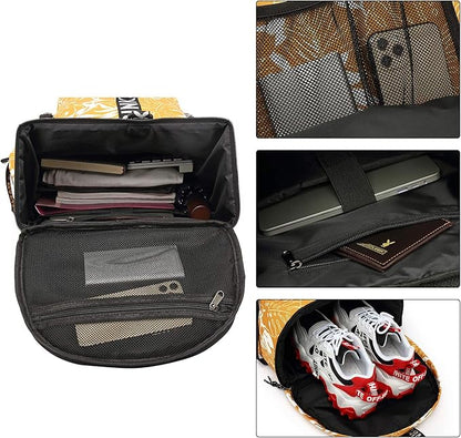 Kalesi Gym Duffle Bag Backpack 4-Way Waterproof with Shoes Compartment for travel Sport Hiking laptop (Mustard yellow)