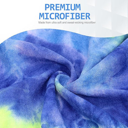 Eunzel Yoga Towel,Hot Yoga Mat Towel with Grip Dots Sweat Absorbent Non-Slip for Hot Yoga, Pilates and Workout 24" x72", Green & Blue