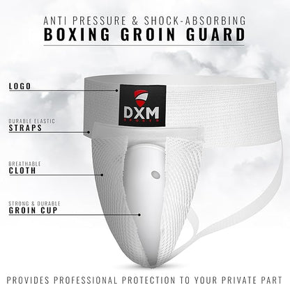 DXM SPORTS Boxing Groin Protector Men – Adjustable Groin Guard for Kickboxing, Taekwondo Sparring Gear, Muay Thai, Martial Arts Training