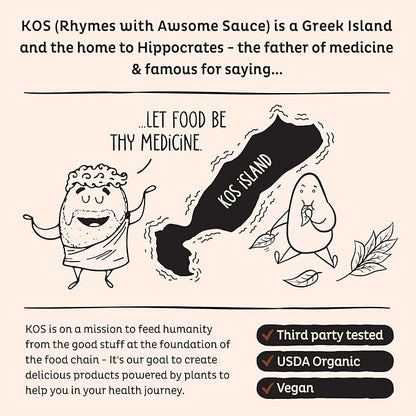 KOS Plant Based Protein Powder, Chocolate USDA Organic - Low Carb Pea Protein Blend, Vegan Superfood with Vitamins & Minerals - Keto, Soy, Dairy Free - Meal Replacement for Women & Men - 15 Servings