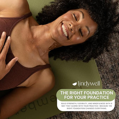 Lindywell Pilates Yoga Workout Mat Non Slip 6mm, 8mm, 10mm Thick - 6ft x 26in