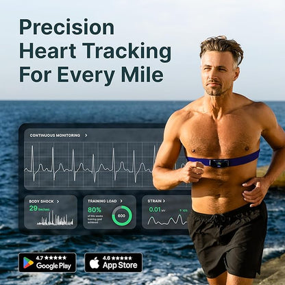 Frontier X2 Smart Heart Rate Monitor Chest Strap, Wireless Heart Health Monitor with Strain, Breathing Rate, and Fitness Tracking with Continuous Heart Rate Monitoring