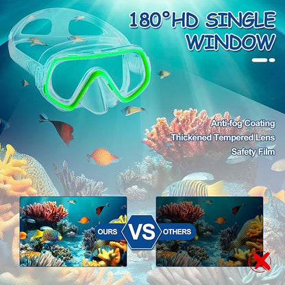 Hoolerry 4 Pcs Kids Nose Goggles Swim Goggles with Nose Cover for 3-8 Tempered Glass Snorkel Dive Mask Anti Fog with Elastic Strap No Leak Swimming Mask for Summer Diving Snorkeling
