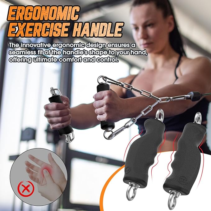 Lat Pull Down Machine Attachment, Tricep Rope Cable Attachment for Gym Cable Machine, Ergonomic Tricep Rope Exercise Handle Accessories for Home Gym