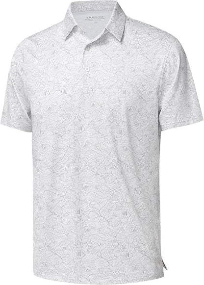 Golf Shirts for Men - Moisture Wicking Short Sleeve Performance Sport Casual Striped Collared Mens Polo Shirt