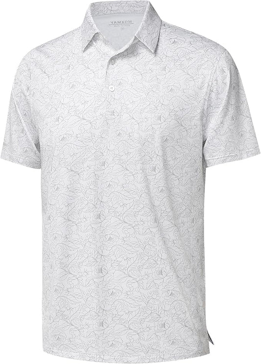 Golf Shirts for Men - Moisture Wicking Short Sleeve Performance Sport Casual Striped Collared Mens Polo Shirt