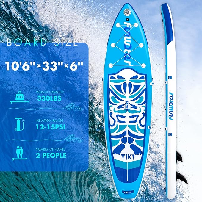 FunWater Inflatable Ultra-Light Stand Up Paddle Board for All Skill Levels with Premium SUP Paddleboard Accessories,Non-Slip Comfort Deck for Youth & Adults
