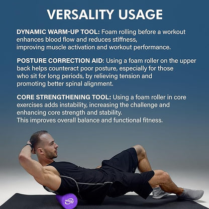 Invincible Fitness EPP Foam Roller for Deep Tissue Massage – Enhance Recovery, Relieve Pain, and Boost Mobility for a Stronger, Healthier You (Purple)
