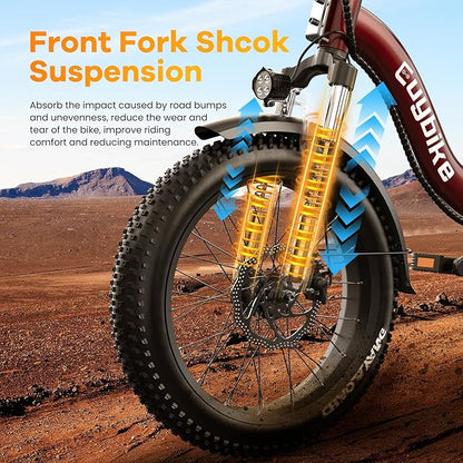 Folding Electric Bike for Adults with Peak 1000W Motor, 48V 20AH Battery up to 30MPH 80 Miles, 20" Fat Tire All Terrain Ebike, Front Suspension 7-Speed Commuter E Bike, Step-Thru, UL Certified