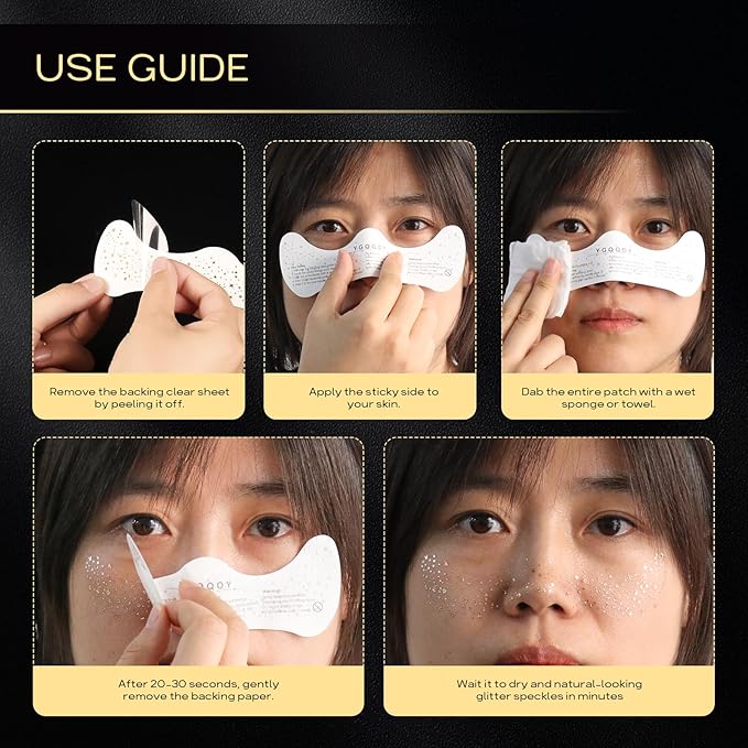 Glitter Freckles Face Tattoo, Glitter Freckles for Face, 10pcs Gold Sparkle Freckles, Face Glitter Makeup Patches