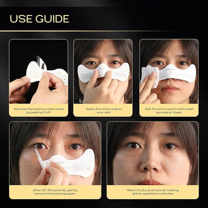 Glitter Freckles Face Tattoo, Glitter Freckles for Face, 10pcs Gold Sparkle Freckles, Face Glitter Makeup Patches