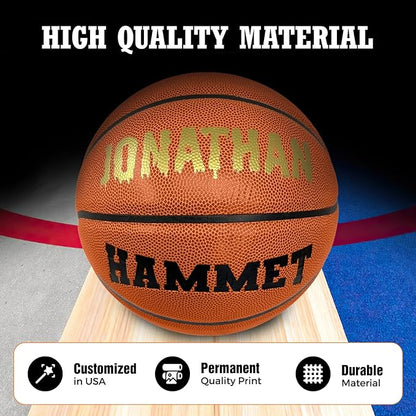 HAMMET Personalized Basketball - Customized Indoor and Outdoor Basketball with Your Name or Text - Ideal Gift for Son, Daughter, Boy or Girl