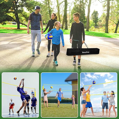 20FT/12FT Freestanding Volleyball Training Net, 5 Height Adjustable Portable Volleyball Net System, Quick Setup Practice Set for Indoor or Outdoor Use