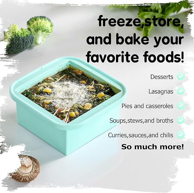 2-Cup Silicone Freezer Trays with Lids – Perfect for Meal Prep, Portion Control, and Easy Freezing-Meal Prep Container Molds for Soup,Leftovers (Multicolors, 4 Pack)