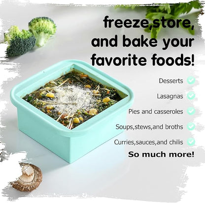 2-Cup Silicone Freezer Trays with Lids – Perfect for Meal Prep, Portion Control, and Easy Freezing-Meal Prep Container Molds for Soup,Leftovers (Multicolors, 4 Pack)