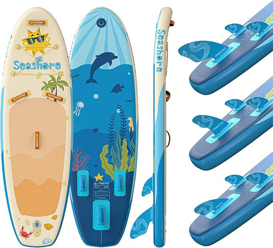 Joy 8'×29"/11'×35" Inflatable Paddle Board for Kids, One-Stop Premium SUP Accessories, Stand Up Paddle Board for More Balance, Tailored Fins for More Fun