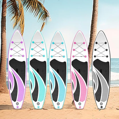 Inflatable Stand Up Paddle Board 10‘x30‘‘- Ultra-Light SUP with Backpack, Pump, Paddle, Coil Leash, 3 Fins, Repair Kit, Stable Design, Non-Slip EVA Deck for Adults & Youth