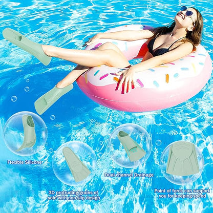 Gintenco Swim Fins, Kids Swim Training Fins for Lap Swimming, Travel Size Flippers with Mesh Bag, Silicone Swimming Fins for Kids Teens Adults Women Men