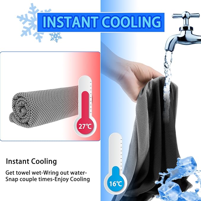 Cooling Towels 20 Pack, 40"x 12" Cooling Rags Neck Wraps for Sports with Carrying Pouch, Gym Cooling Neck Towels for Hor Weather, Sweat, Fitness, Travel