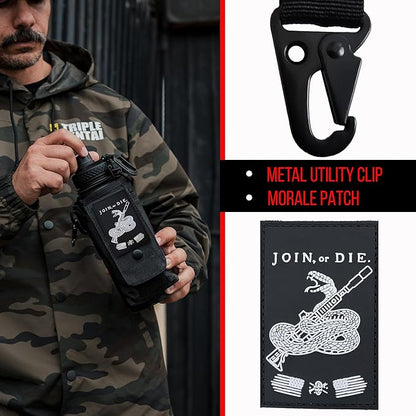 Iron InfideI Battle Bottle Sleeve - 64 oz and 32 oz Water Bottle Sleeve Only for Half Gallon 1L Steel Water Bottle | Rugged Cover with Molle for Versatile Design with Storage for Phone, Wallet & Keys