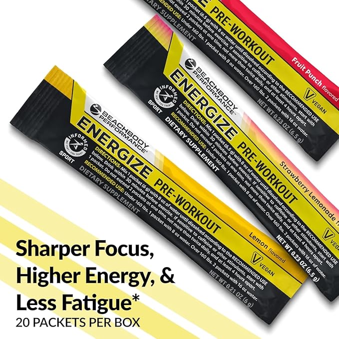 BODi Energize Pre Workout Powder - Beta-Alanine, Quercetin & Low-Dose Caffeine Formula for Enhanced Energy & Focus, Increase Energy & Endurance Supplement, Mixed Berry, 20 Sticks