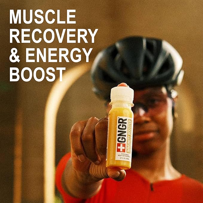 '+GNGR Immunity Aid Organic Ginger and Lemon Shot - Cold Pressed Ginger Shots with Echinacea, Lemon Juice, Honey, Zinc & Vitamin D3, Immune & Digestive Support (2 Oz, Pack of 12)