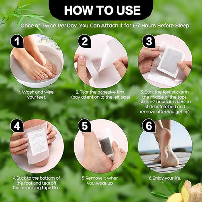 100 Pack Foot Pads, Ginger Oil Bamboo Charcoal, Foot Care Patch Message Deep Cleansing for Stress Relief, Better Rest, Feet Health Patches, Relaxing Muscles