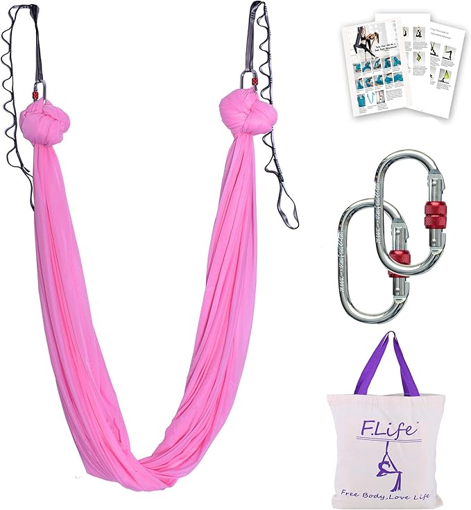 F.Life Aerial Silk Yoga Hammock & Swing for yoga Inversion,Strength training,starter hardware kit