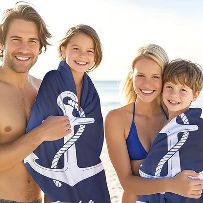 JML Personalized Beach Towel with Name, Custom Anchor Beach Towel, Customized Microfiber Pool Towel, Quick Dry & Absorbent Swim Towel for Adult,Anniversary, Birthday, Summer Holiday,Vacation