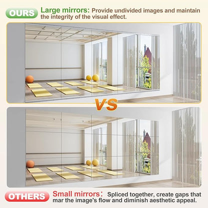 Hasipu Home Gym Mirror 79" L x 36" W - 1PC Large Full Body Mirror for Yoga, Wall-Mounted Mirrors for Fitness, Garage, Dance Studio, 0.16in Tempered Glass Frameless