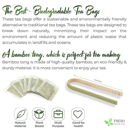 FreshDrinkUS, Premium 120 Lemon Balm Leaf Tea Bags, 100% Natural & Pure from Lemon Balm Leaves. Loose Leaf Lemon Balm Herbal Tea. Lemon Balm Leaf Tea. No Sugar, No Caffeine, No Gluten, Vegan. Lemon Balm Tea