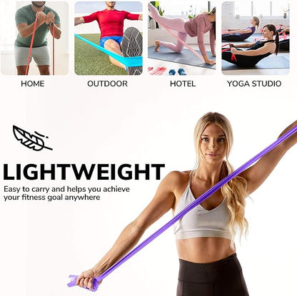 7Ft Long Resistance Bands for Stretching - Resistance Bands Set with Door Anchor - Exercise Bands Including Carry Pouch, E-Book & App - Latex-Free Workout Bands