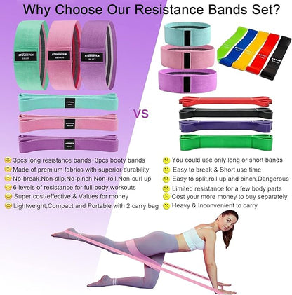 Fabric Resistance Bands for Working Out, 3 and 4 Levels Booty Bands Long Resistance Bands for Women and Men | Elastic Bands for Exercise Bands Resistance Workout Bands Resistance