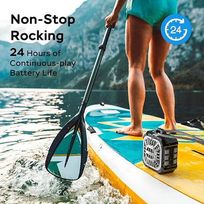 INSMY IP67 Waterproof Bluetooth Speaker, Shower Speaker Portable Small Clip-on, Multi Sync 100+ Speakers, Big Volume Booming Bass, 24H Playtime/Floatable/RGB Lights for Outdoor/Kayak/Beach (Black)