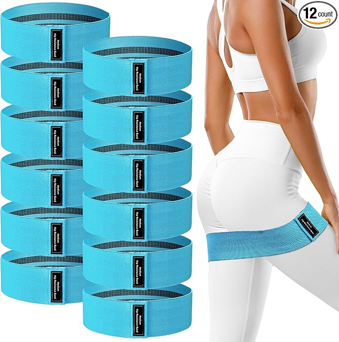 12 Pcs Fabric Resistance Bands for Working Out Booty Workout Stretch Exercise Bands Non Slip for Legs Squat Resistance Loop for Women Men Starter Butt Hip Thigh Fitness